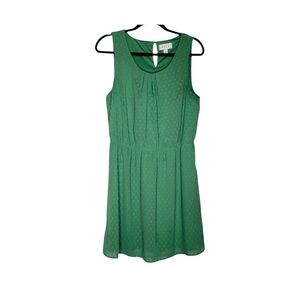 Elle Green Sleeveless Sundress  Size 14 Elastic Waist Casual Summer Dot Dress